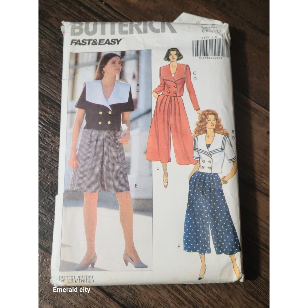 Vtg Butterick Sewing Pattern #5377 Tank Top Split Skirt Ladies Size 6-12